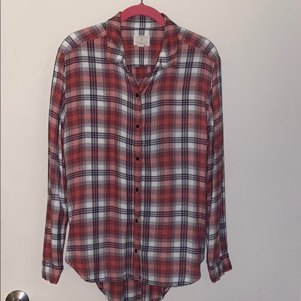 Caslon Soft Flannel Plaid Button-Front Shirt